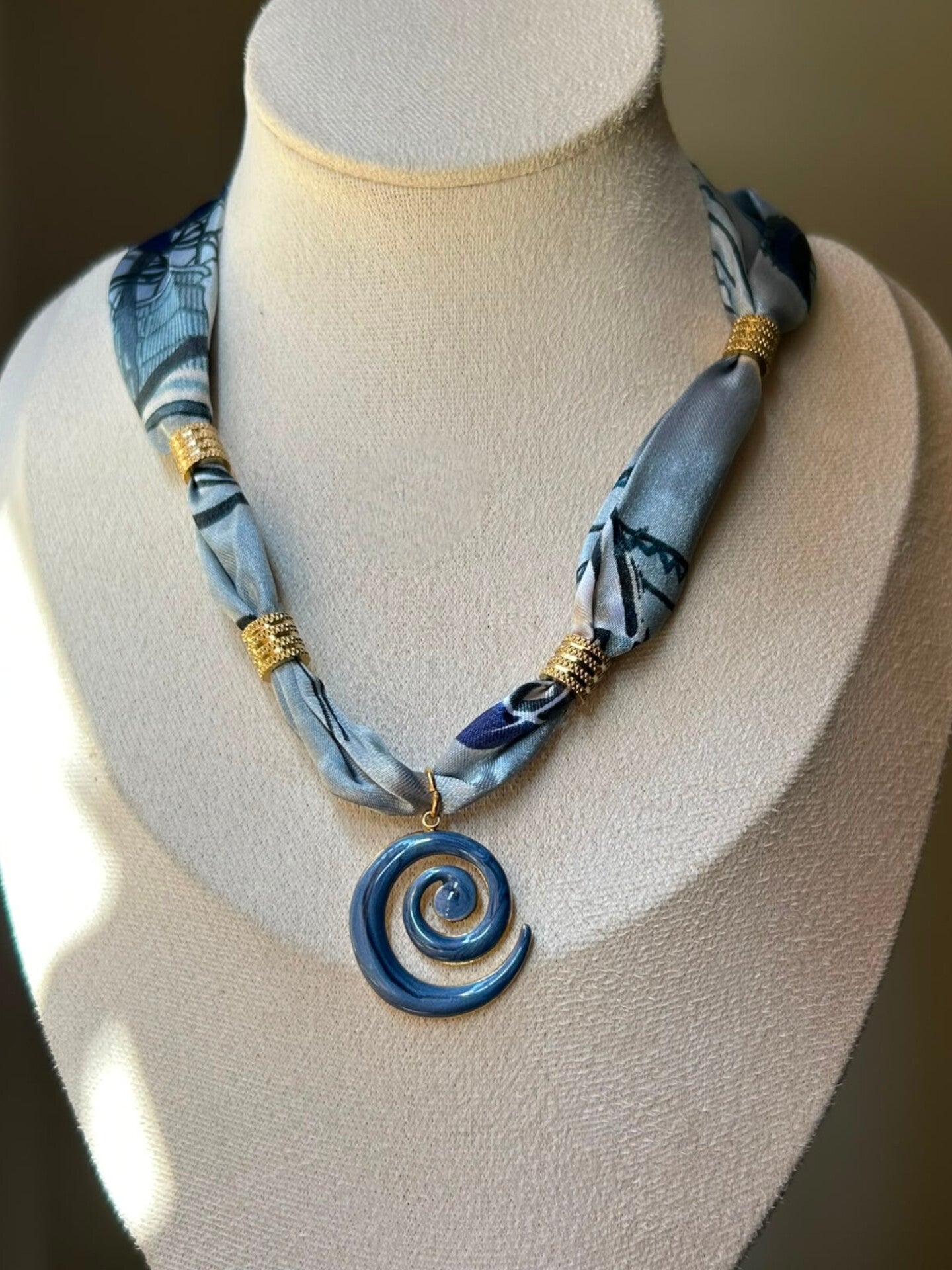 Enamel Spiral Scarf Necklace
