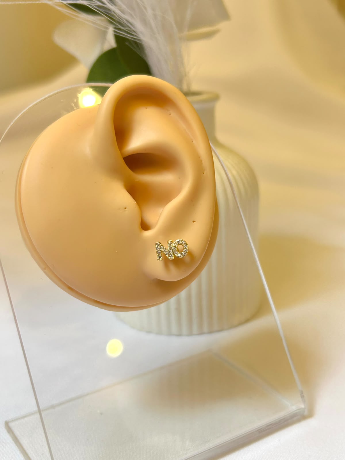 Pavé Crystal "NO" Statement Piercing
