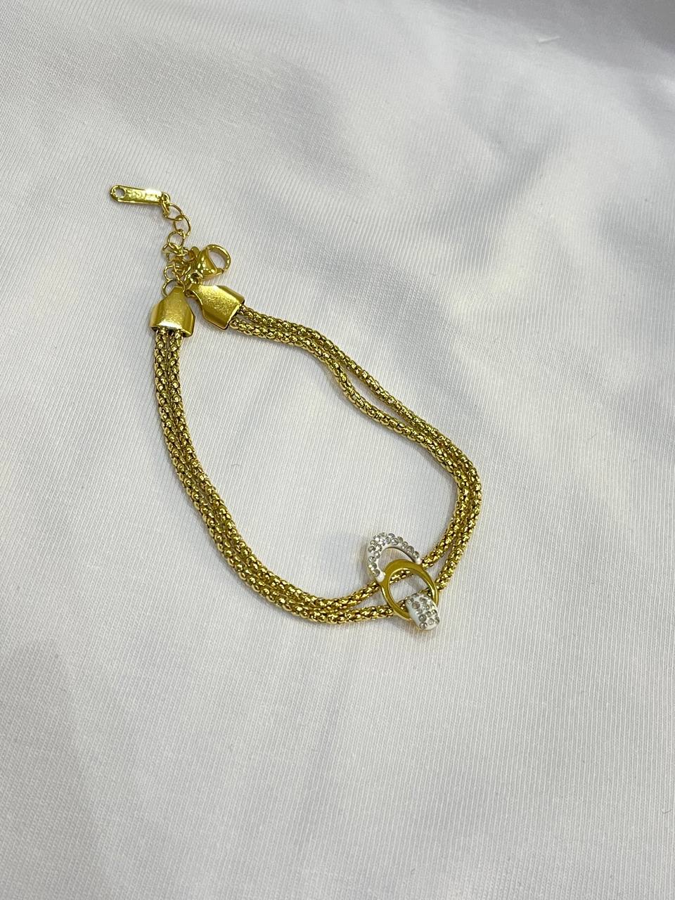 Golden Interlock Mesh Bracelet
