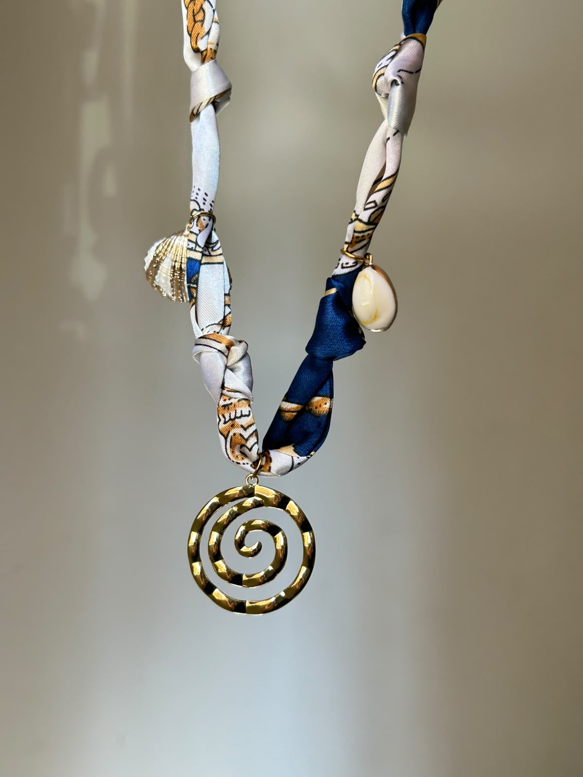 Golden Spiral Scarf Necklace