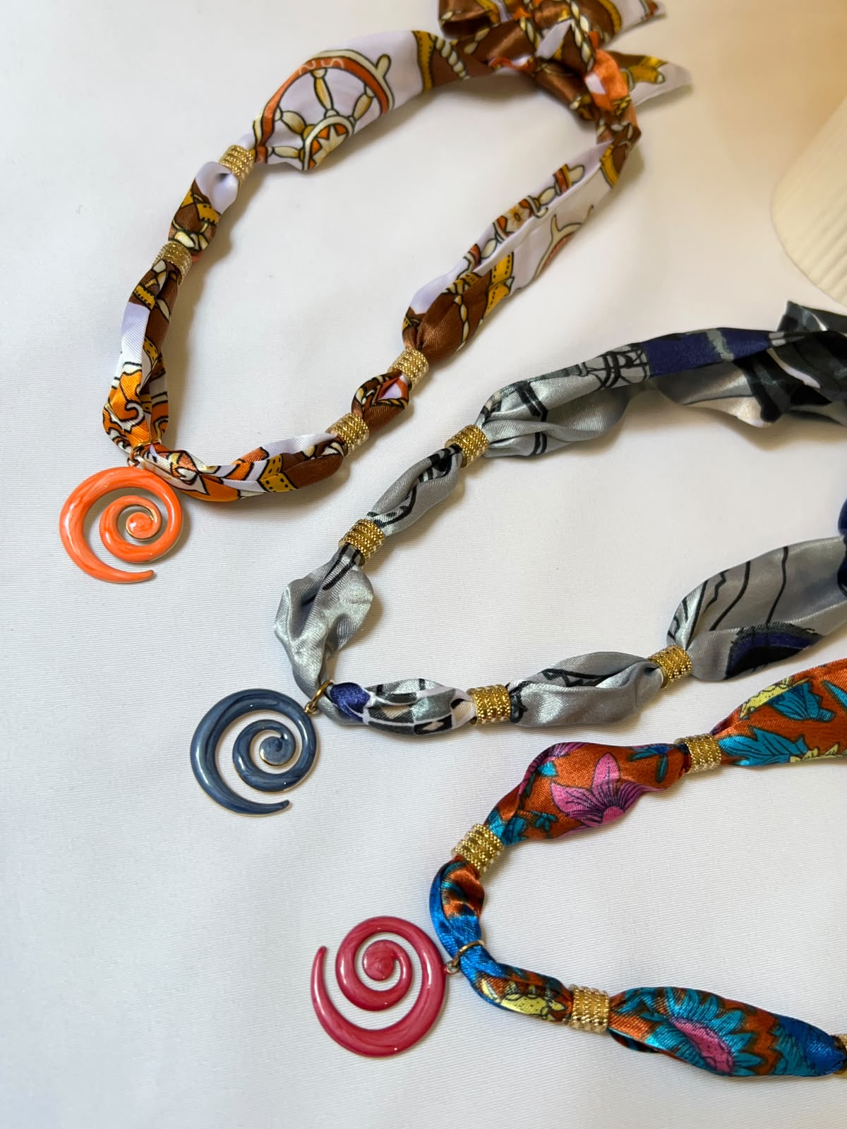 Enamel Spiral Scarf Necklace