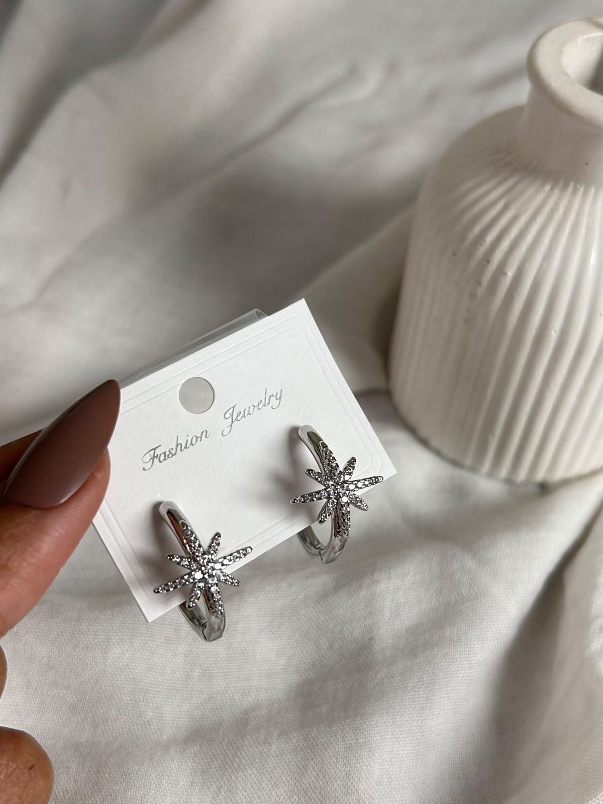 Pavé Starburst Hoop Earrings