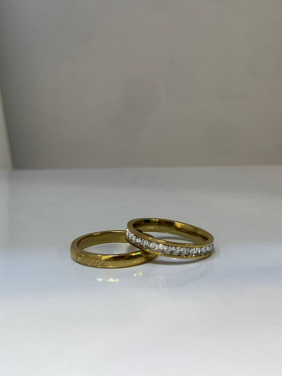 Double Band Zircon Gold Ring
