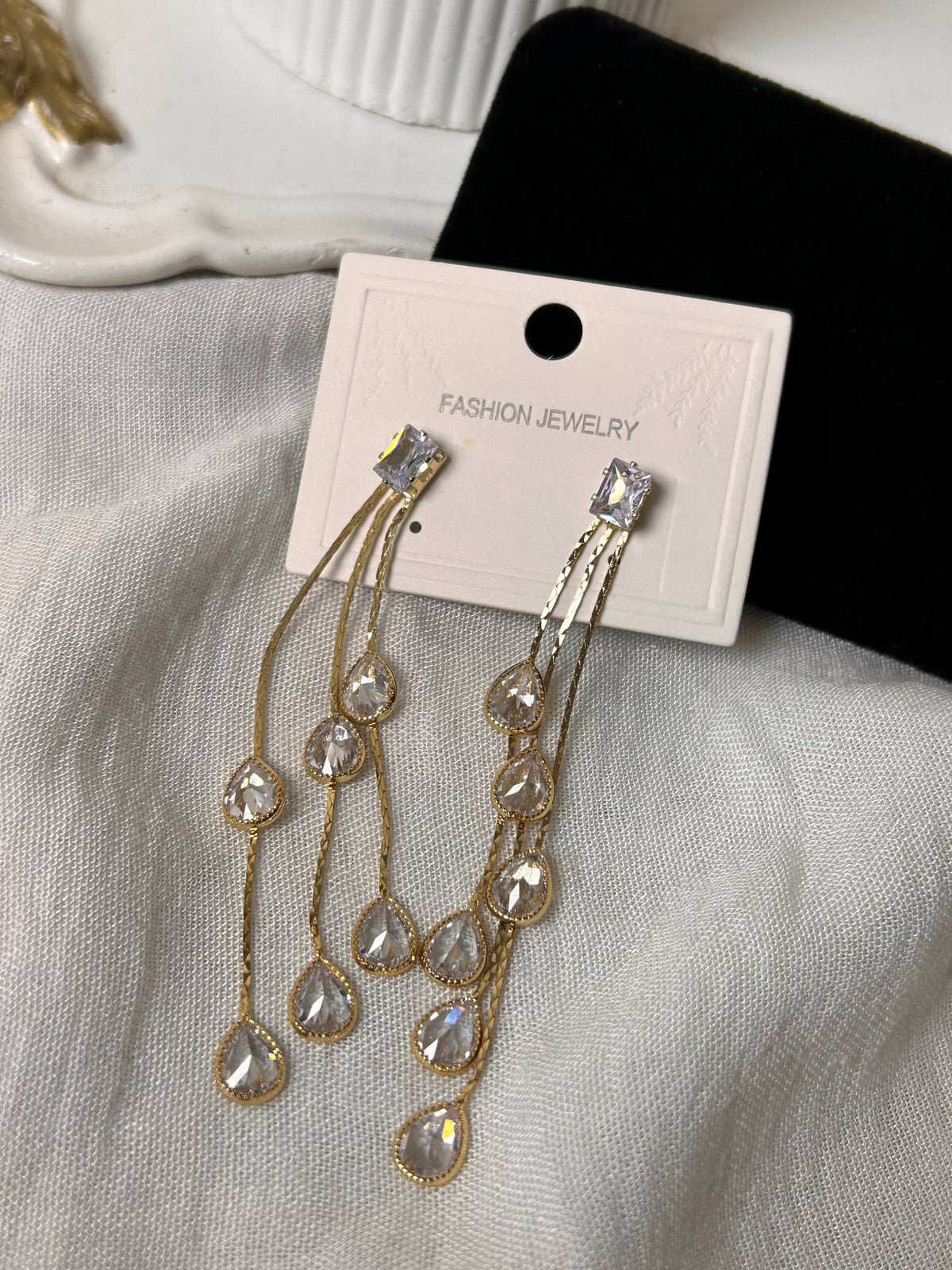 Teardrop Zircon Cascading Drop Earrings