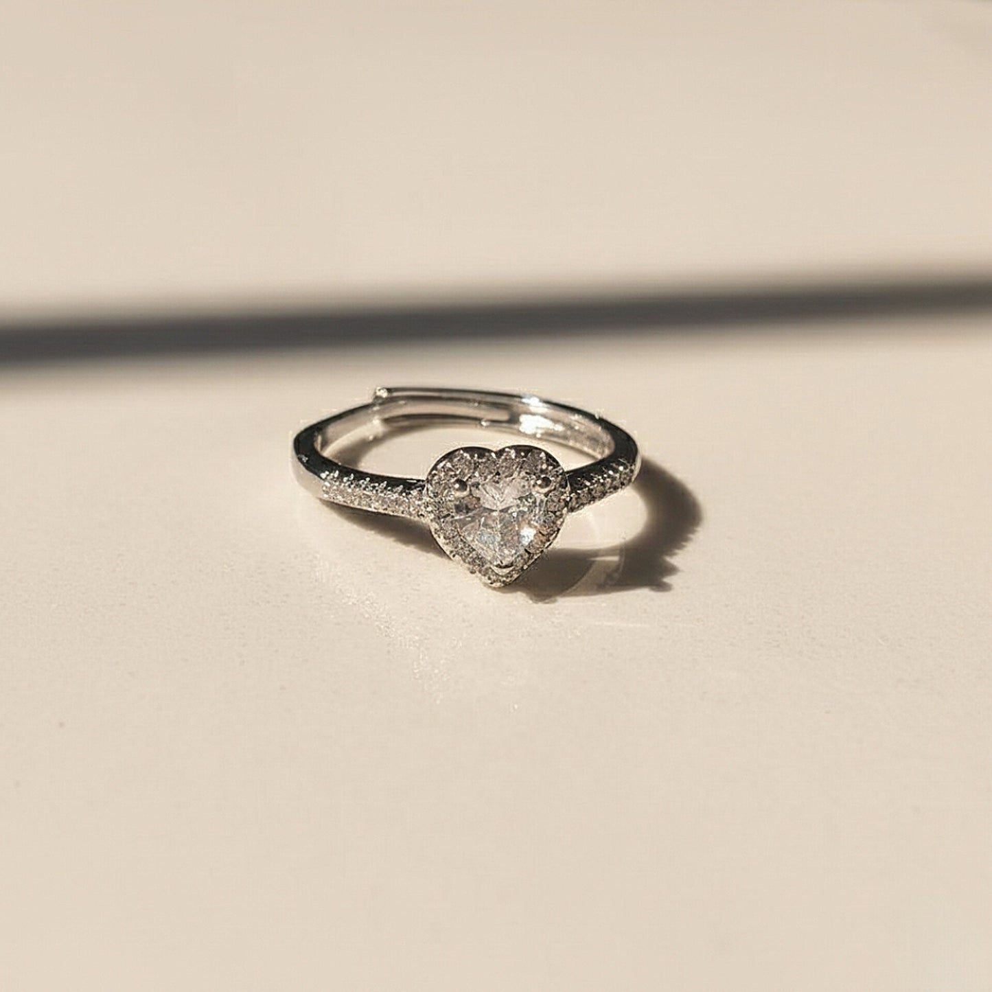 Radiant Platinum Heart Ring