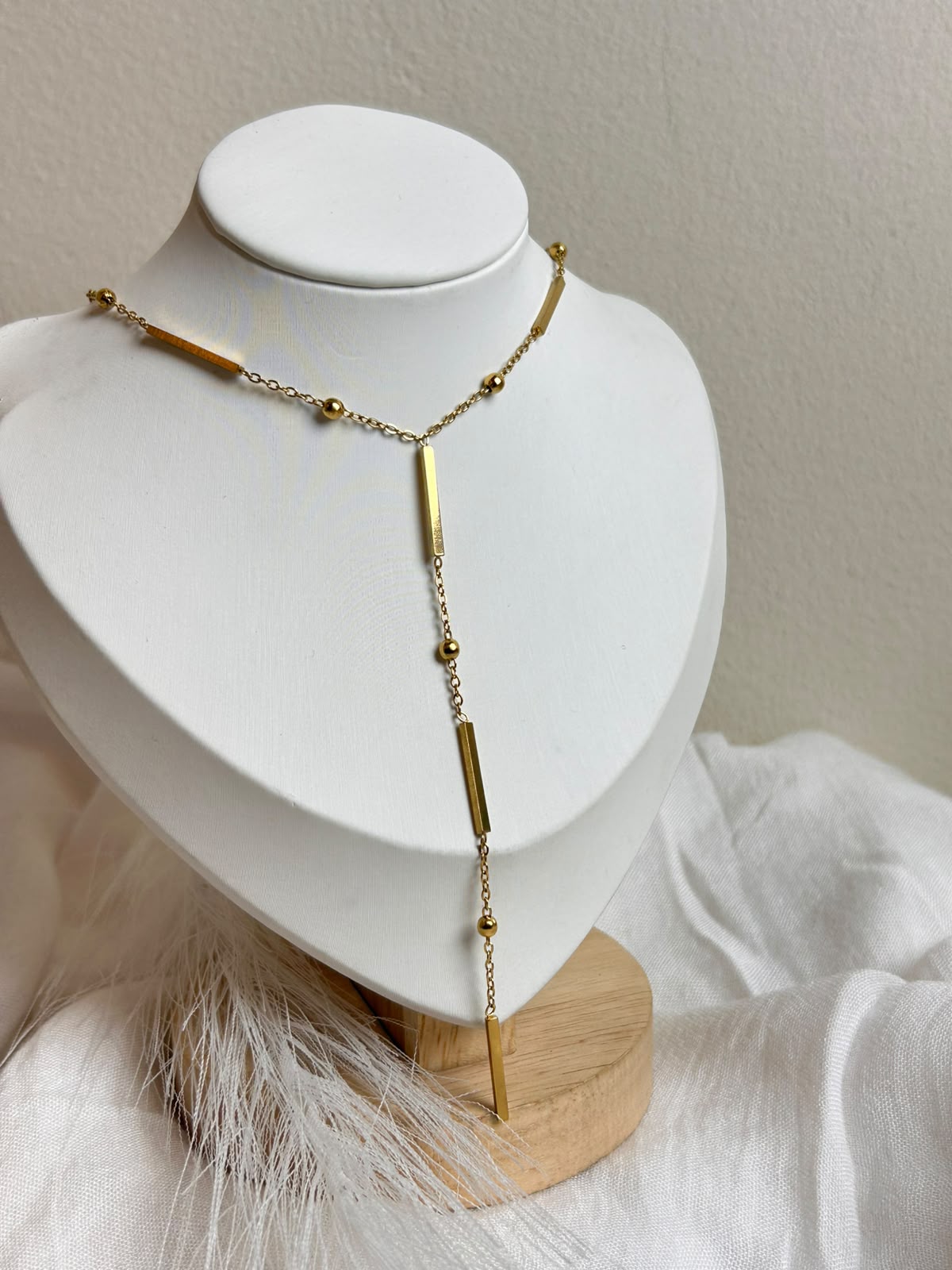 Geometric Bar & Bead Y-Necklace