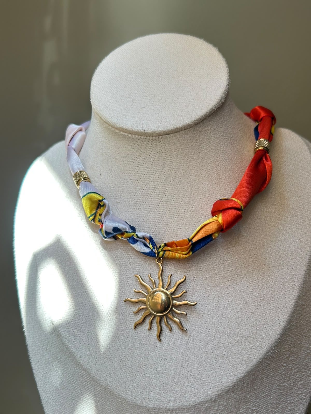 Golden Sunburst Scarf Necklace