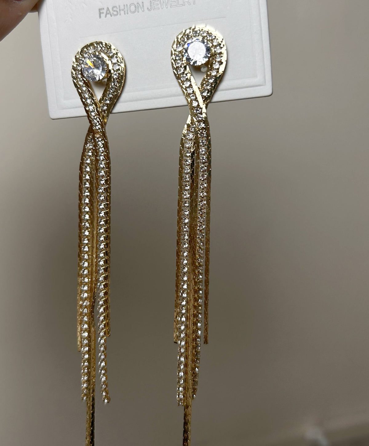 Infinity Knot Zircon Fringe Drop Earrings