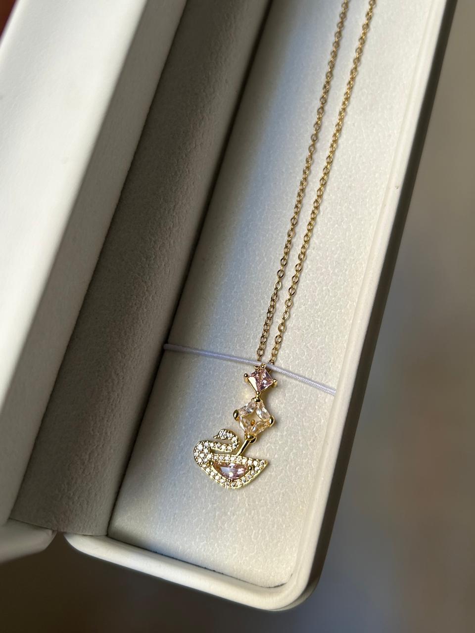 Graceful Swan Crystal Necklace
