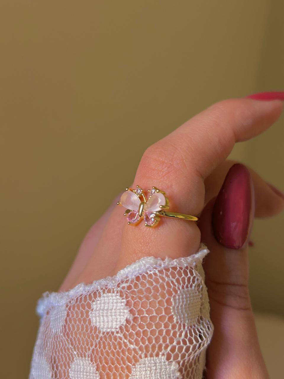 Pink Butterfly Blossom Ring