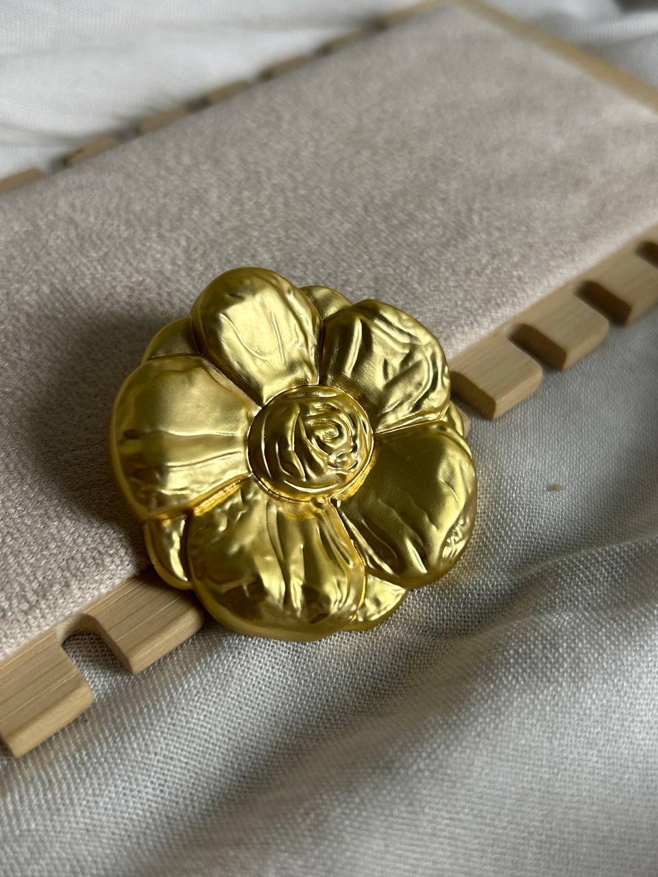 Textured Camellia Flower Brooch