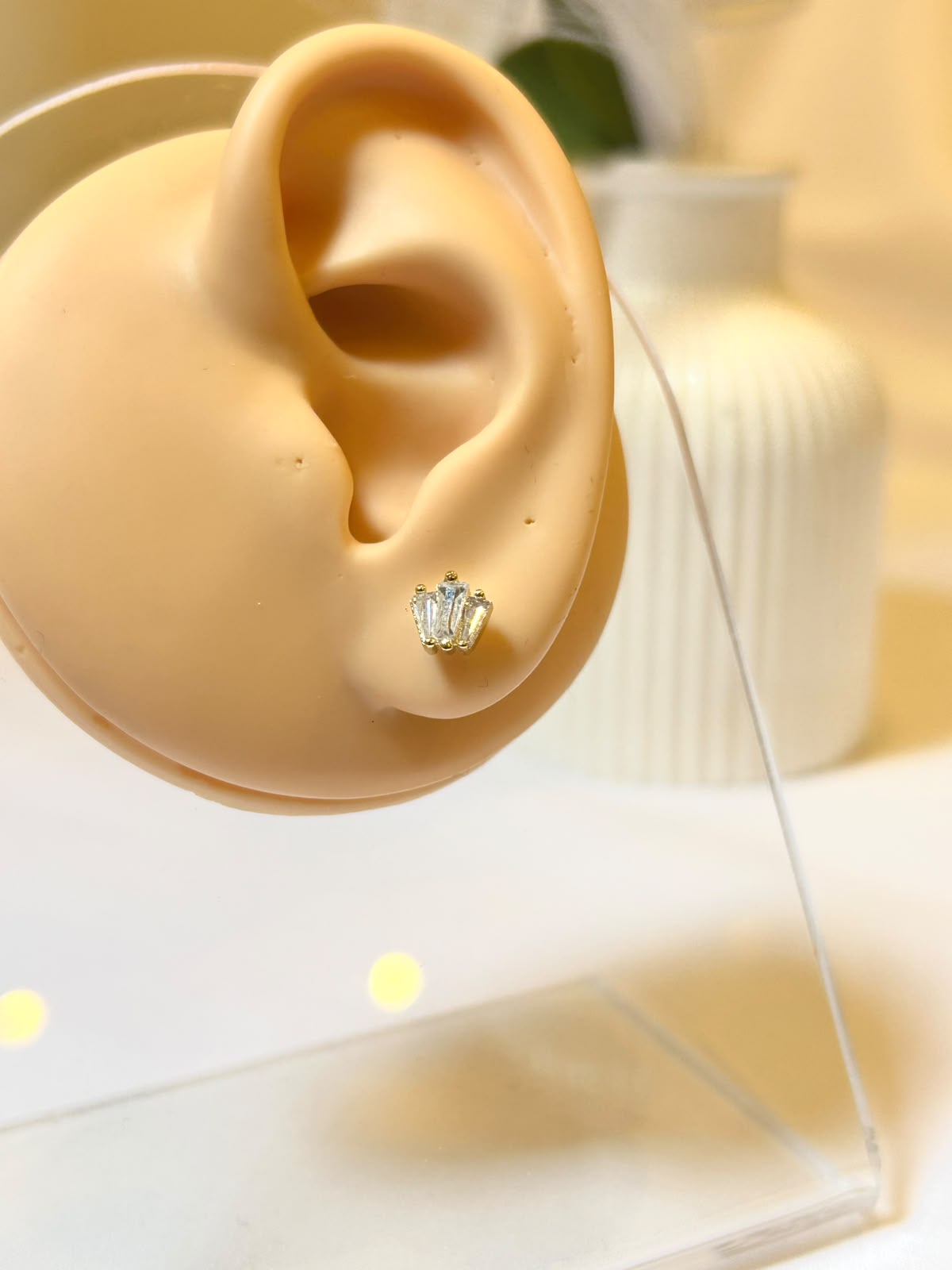 Baguette Crystal Crown Piercing