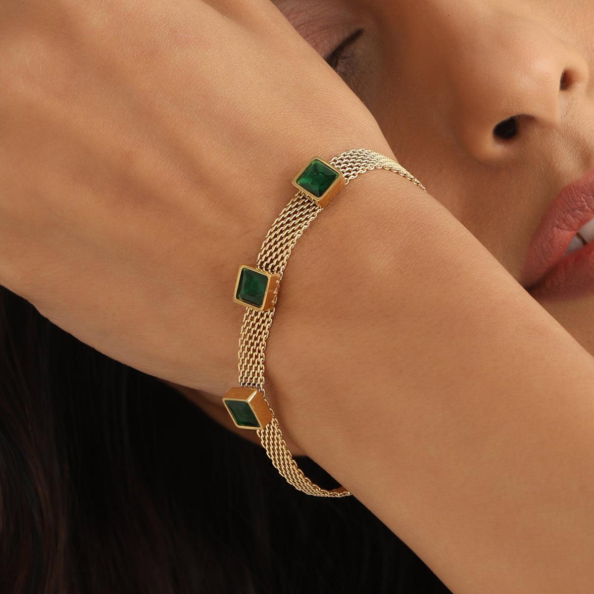 Emerald Mesh Bracelet