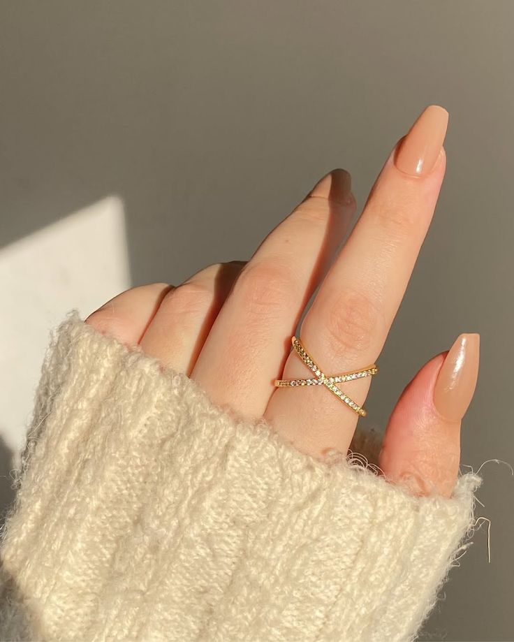Golden Pavé Crisscross Ring