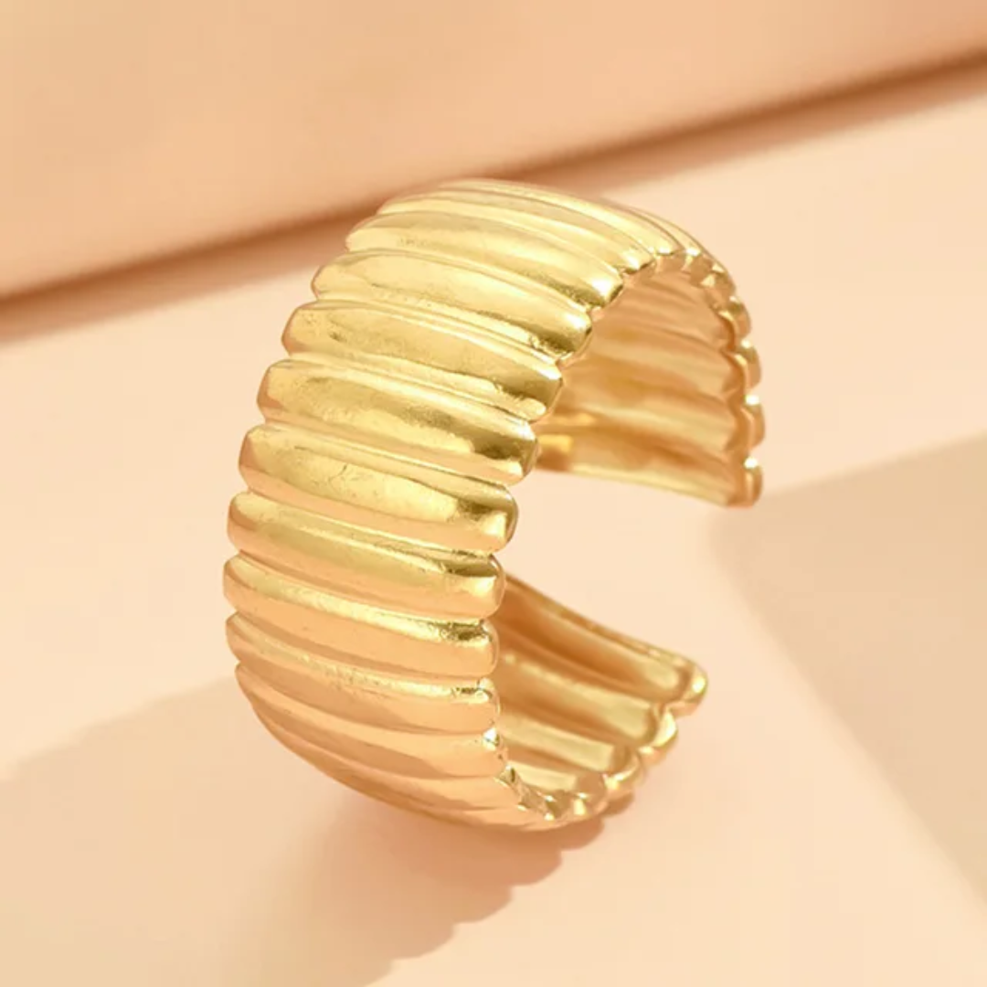 Golden Croissant Dome Ring