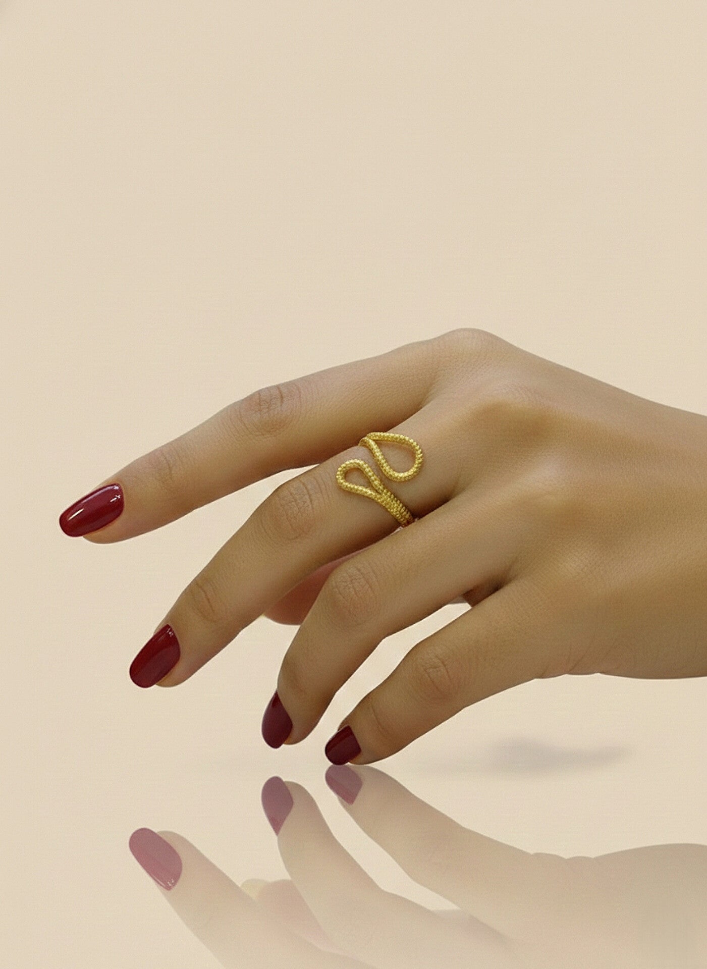 Golden Serpent Twist Ring