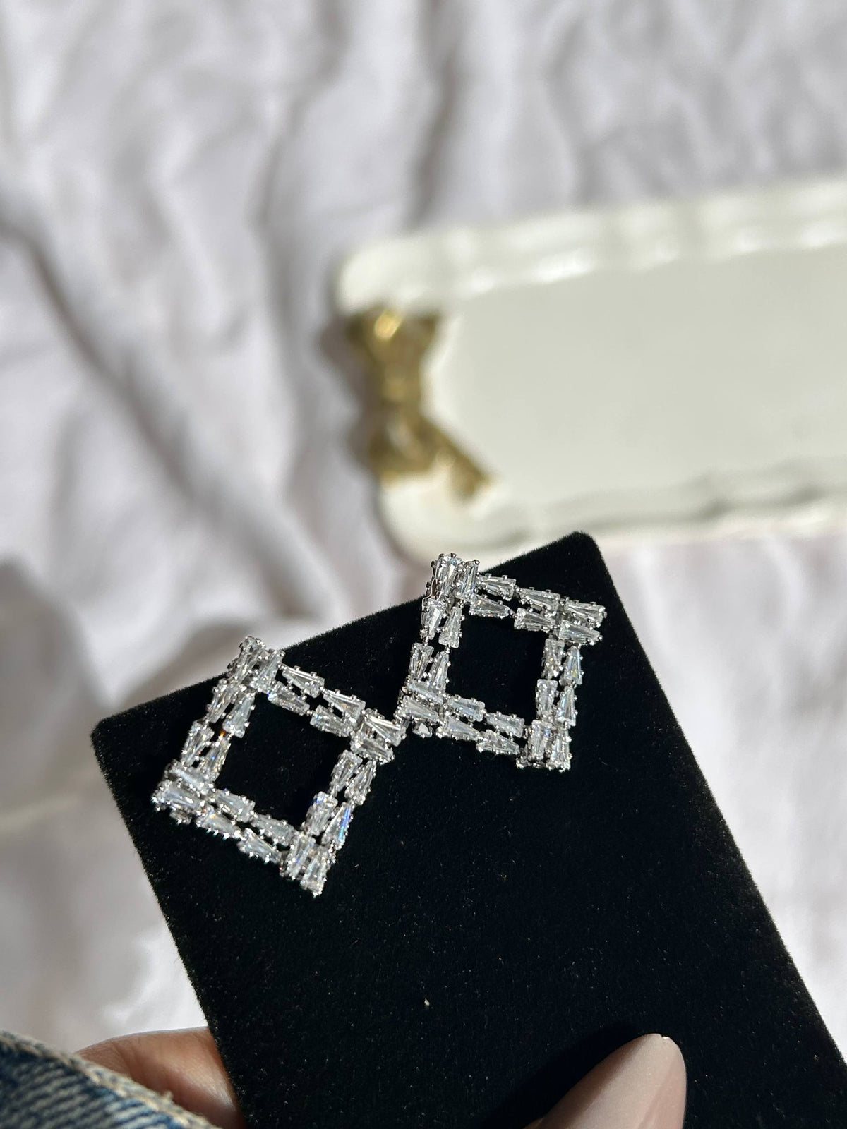 Square Zircon Stud Earrings