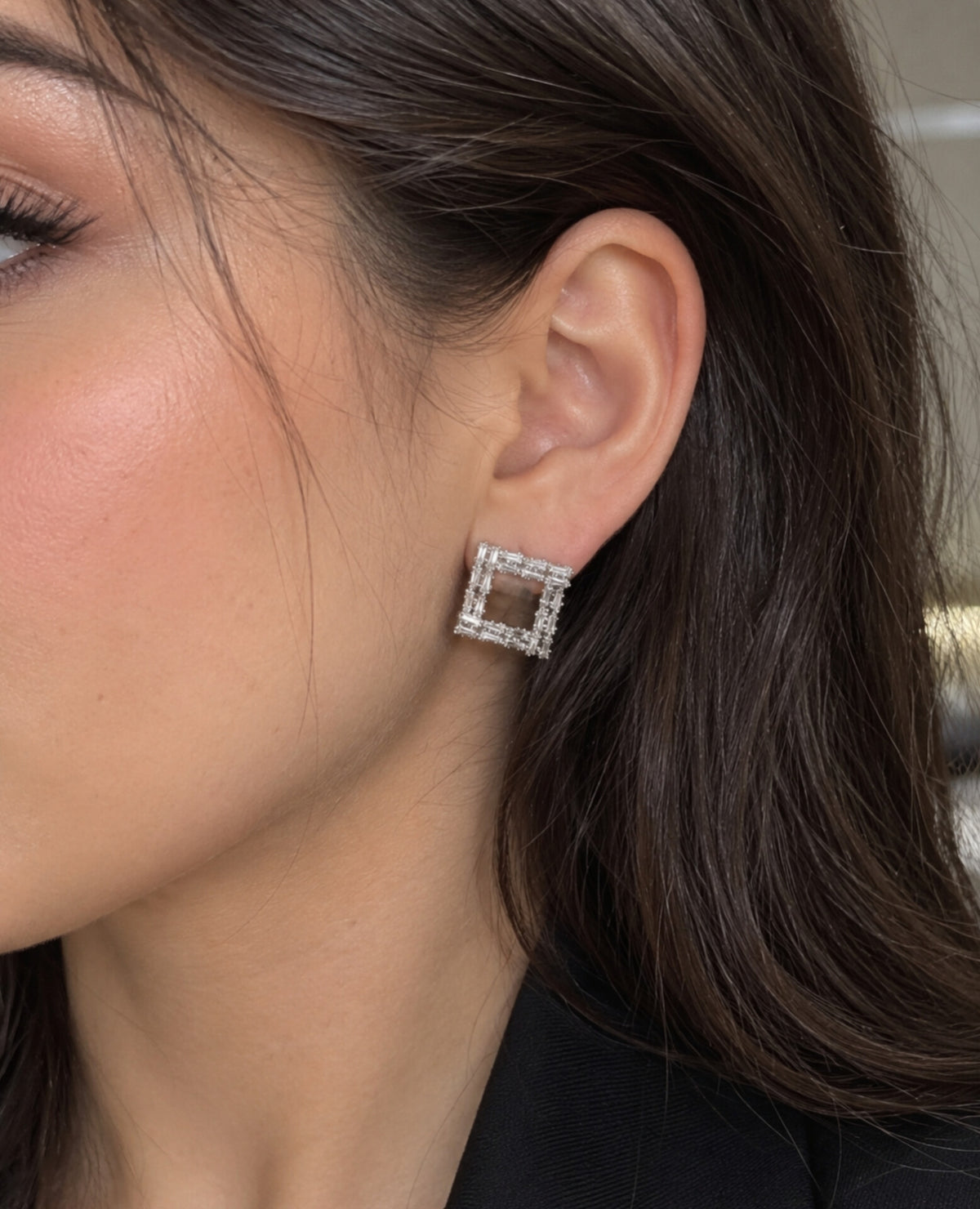 Square Zircon Stud Earrings
