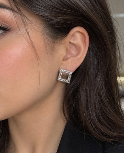 Square Zircon Stud Earrings