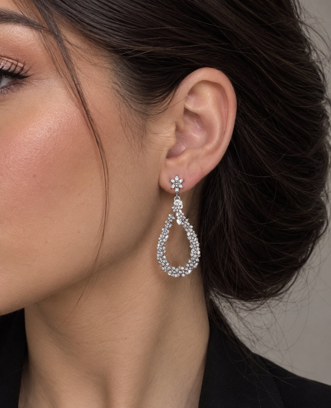 Openwork teardrop Zircon Drop Earrings