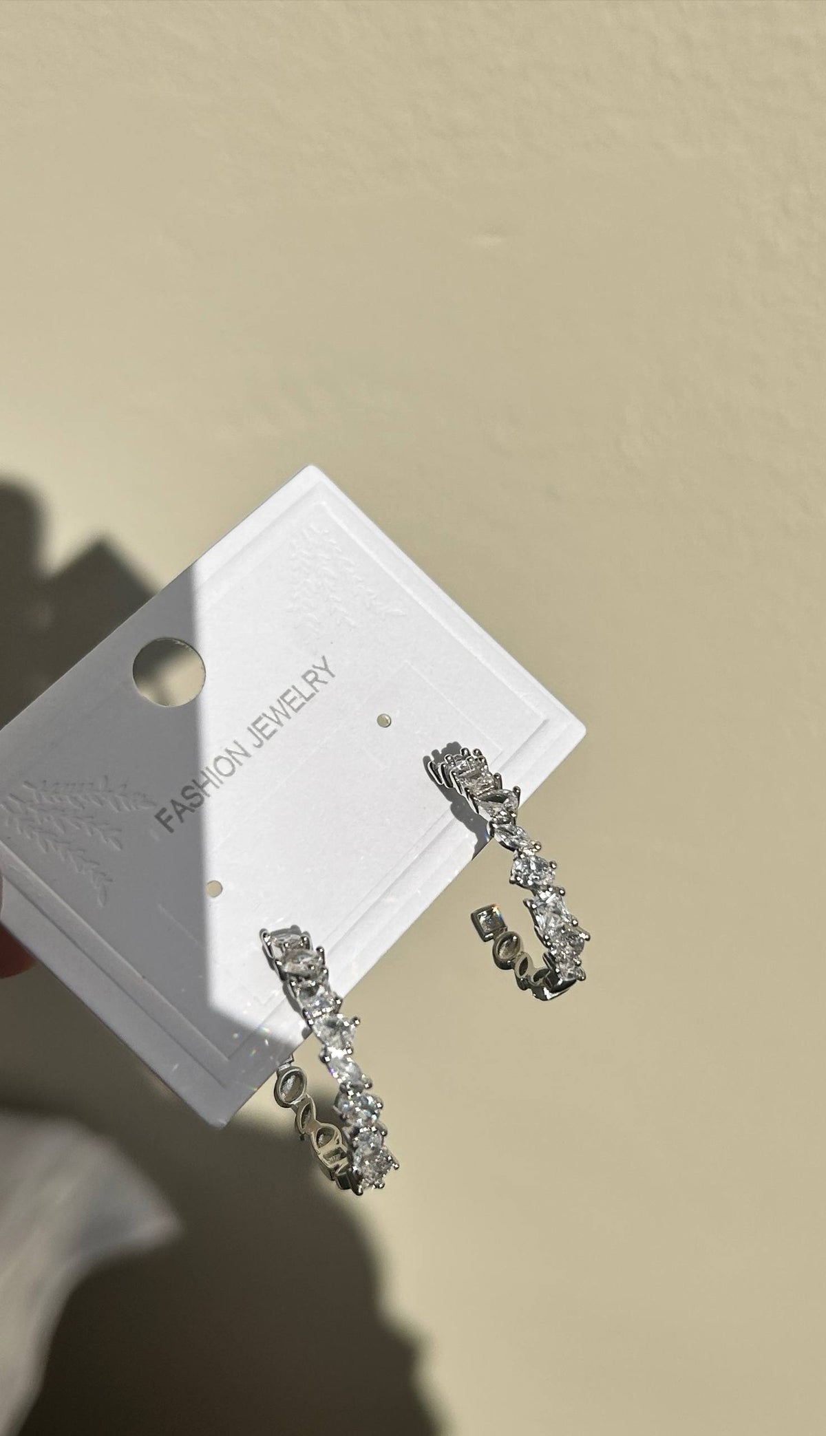 Mixed-Cut Zircon Half-Hoop Earrings