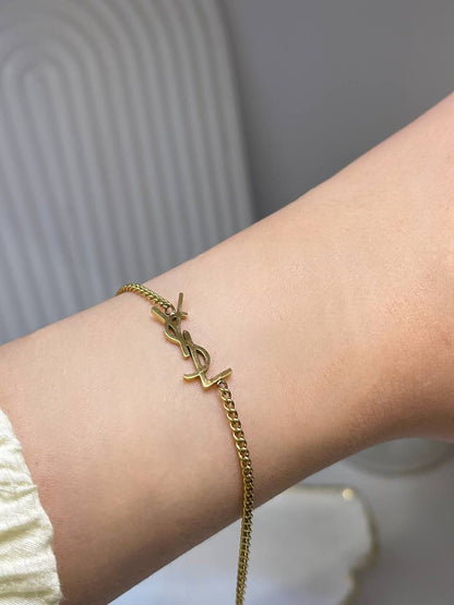 Elegant Letter Charm Gold Bracelet