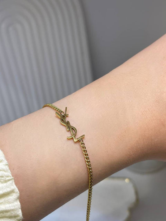 Elegant Letter Charm Gold Bracelet