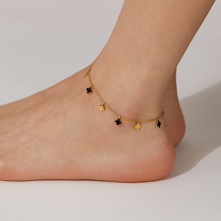 Black Flower Anklet