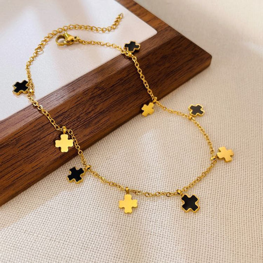 Black Flower Anklet
