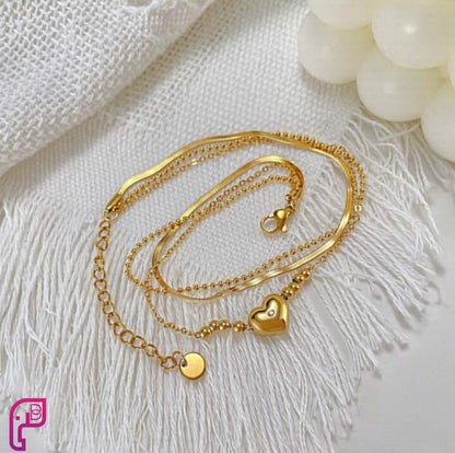 3 layers heart anklet