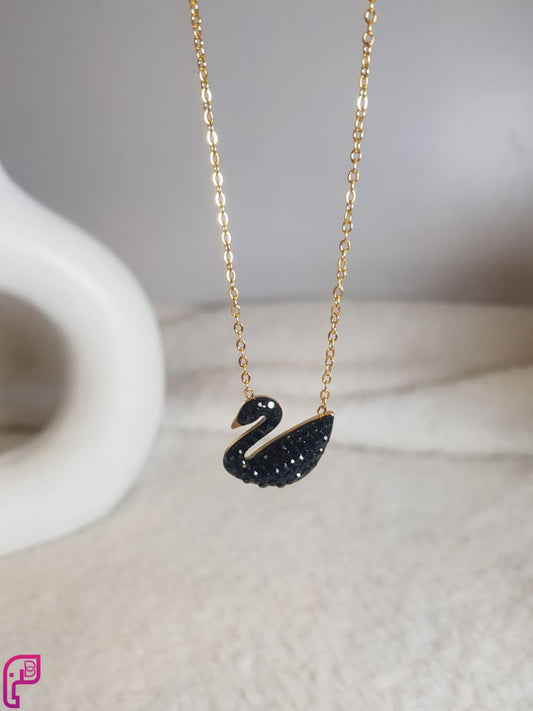 Midnight Swan Crystal Necklace