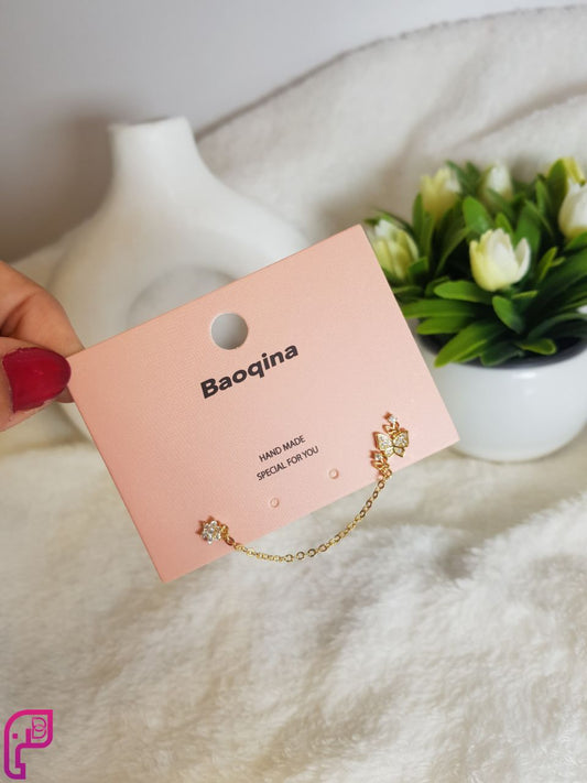 Gold-Plated Chain Stud Earrings