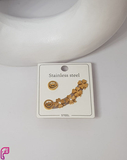 Floral Gold Earrings Set