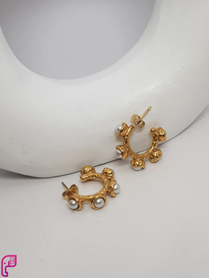 Pearl Accent Hoop Earrings