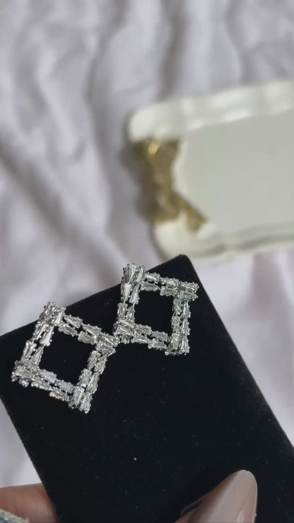 Square Zircon Stud Earrings