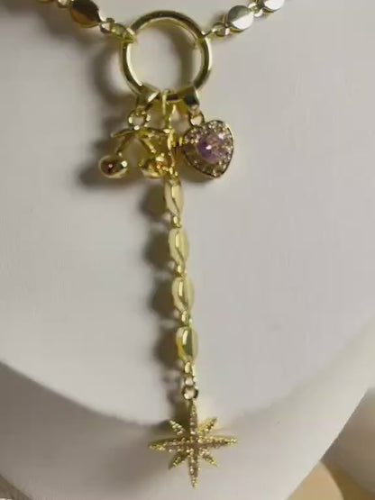 Celestial & Heart Charm Y-Necklace
