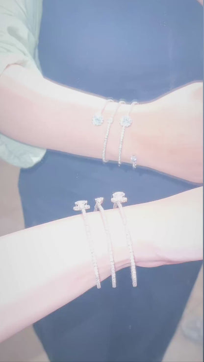 Silver Spiral Tennis Cuff Bracelet
