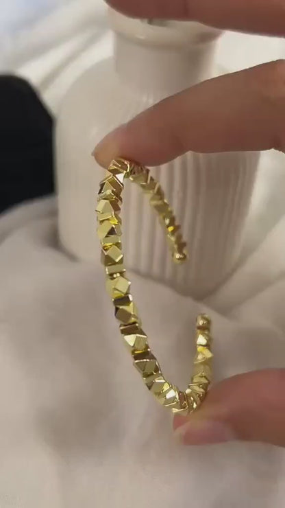 Geometric Gold Beaded Bangle