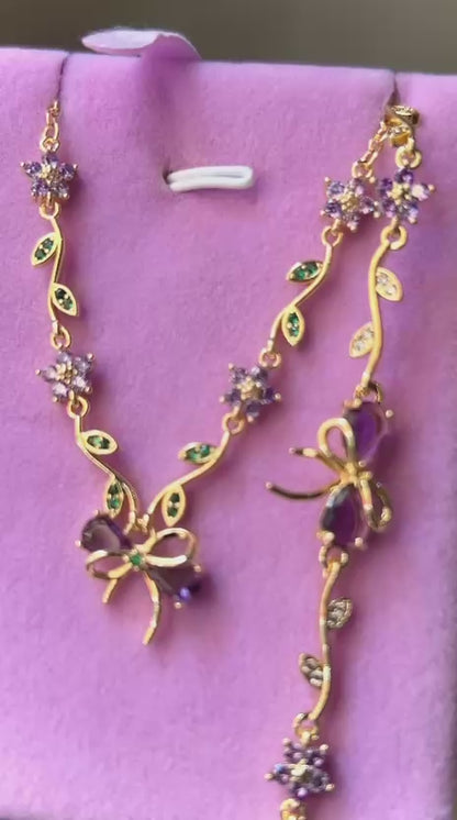 Amethyst Crystal Bow Set