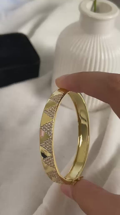 Triangle Pavé Gold Bangle