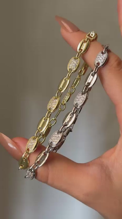 Golden Pave Link Bracelet