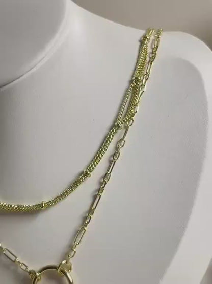 Layered Charm Ring Pendant Necklace