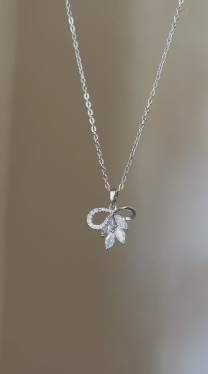 Sparkling Ribbon Bow Necklace