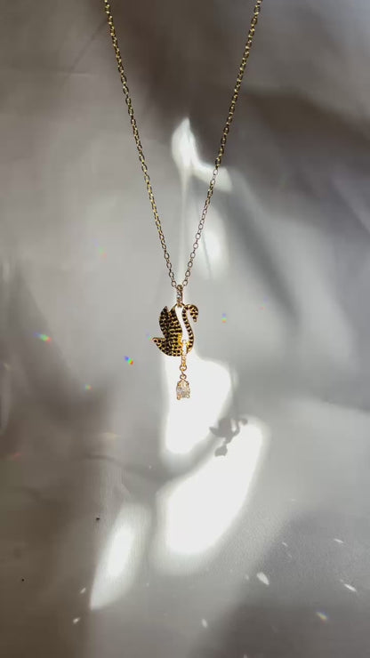 Elegant Zircon Swan Necklace