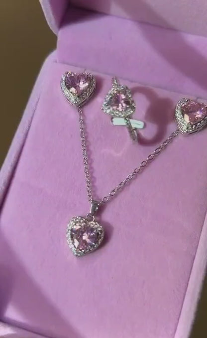 Pink Heart Jewelry Set