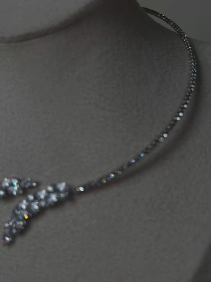 Luminous Crystal Feather Choker