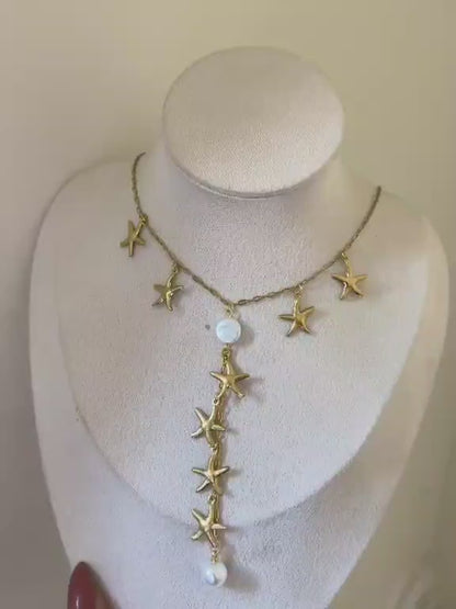 Cascading Starfish Pearl Necklace