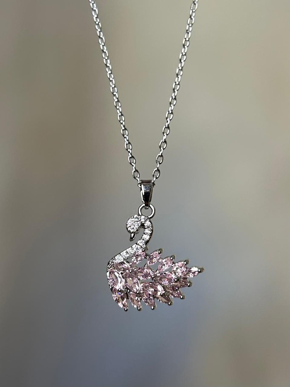 Pink Swan Shimmer Necklace