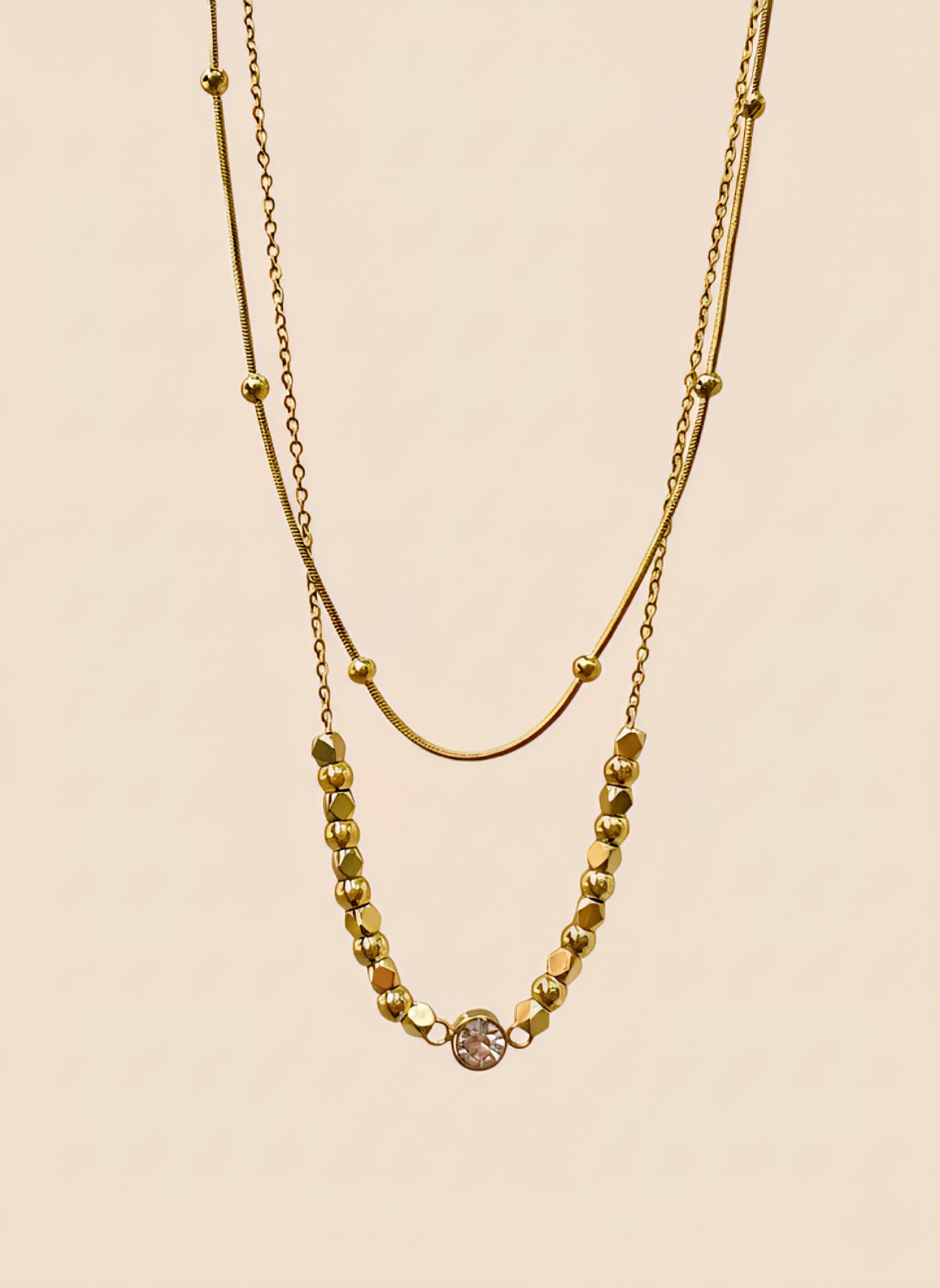 Double-Layered Crystal Necklace
