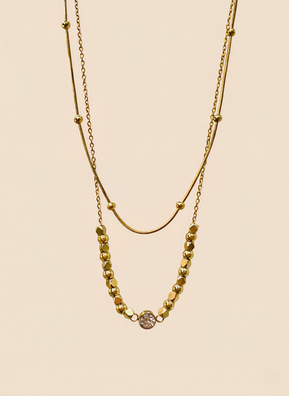 Double-Layered Crystal Necklace